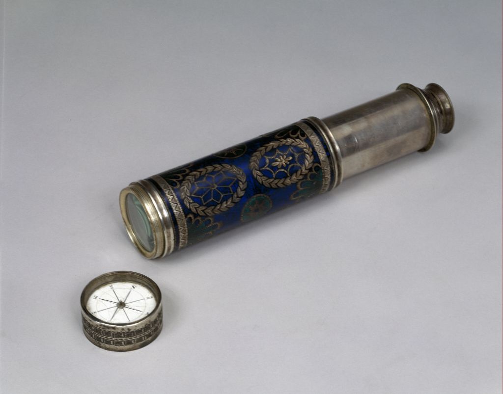 图片[1]-Silver enamel two-section telescope-China Archive